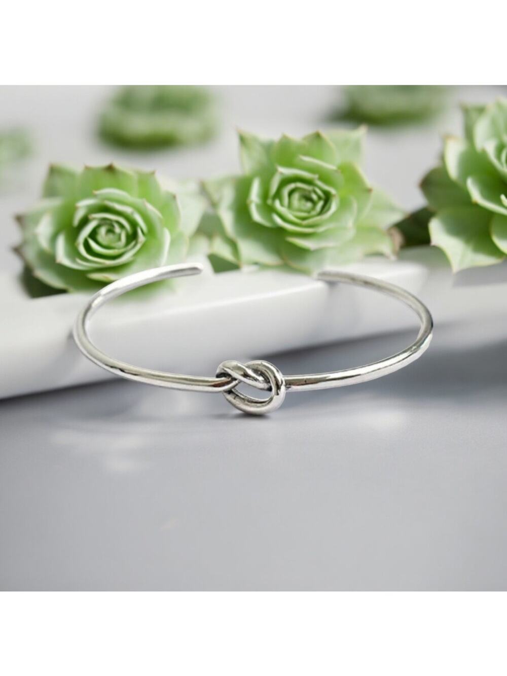 NEW white gold plated sterling silver love knit cuff bangle bracelet jewelry B21